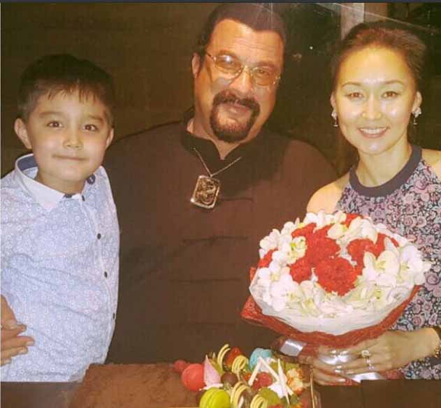 Erdenetuya Seagal poses for a picture with her family.